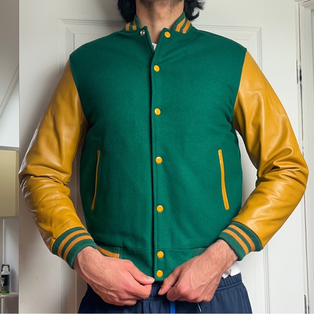 Green/Yellow UNISEX Varsity Jacket - Small
